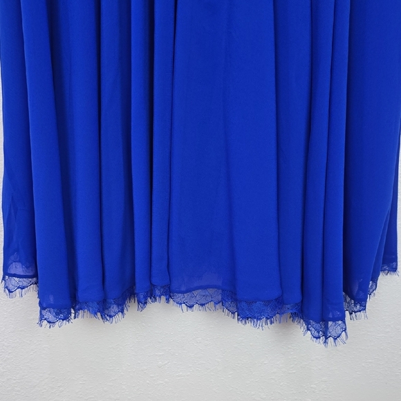 Dress the Population - Corey Chiffon Royal Blue Fit & Flare Romantic Dress - Picture 7 of 15